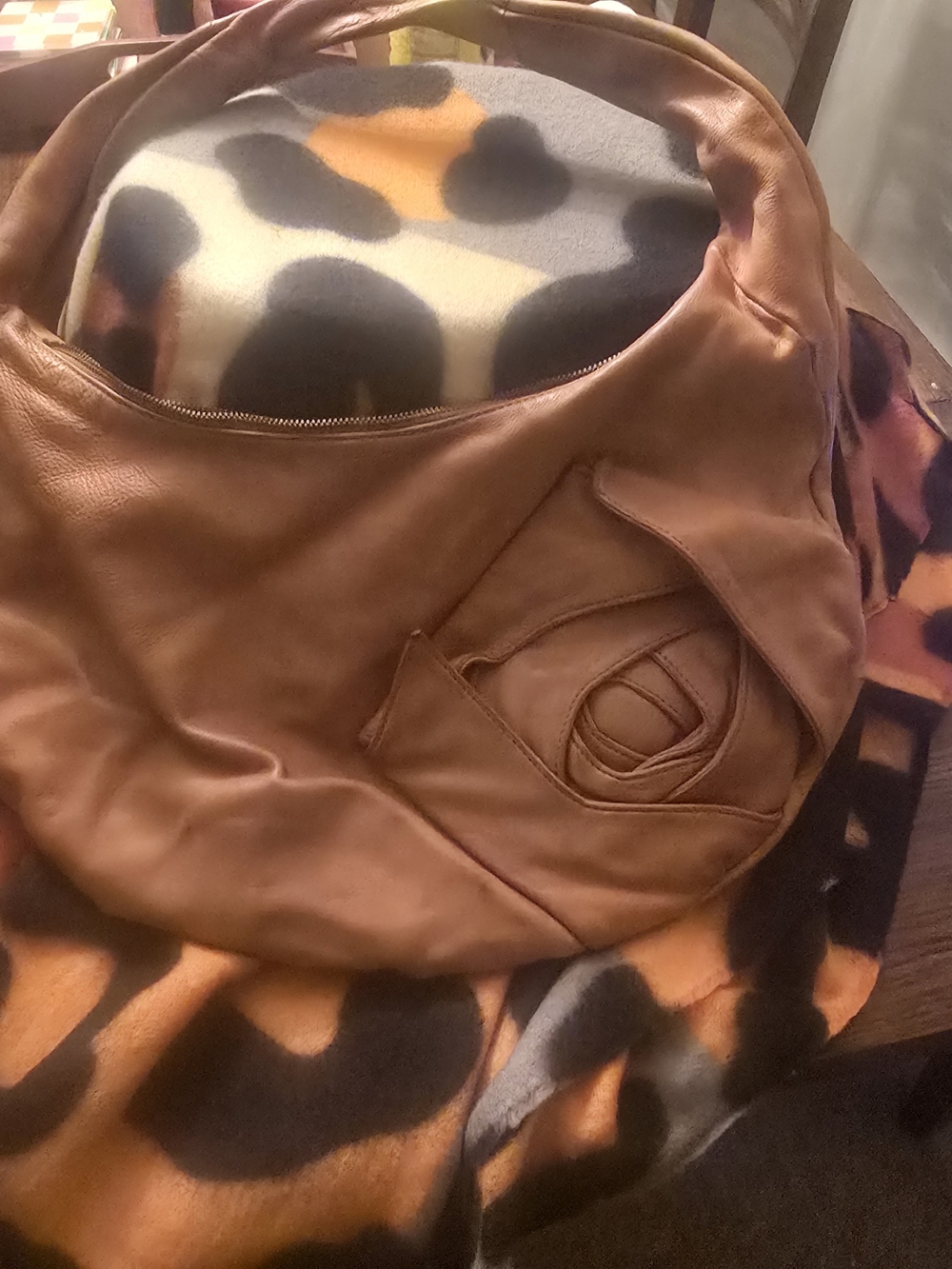 Gianni Bini Cognac Leather Hobo Shoulder Bag